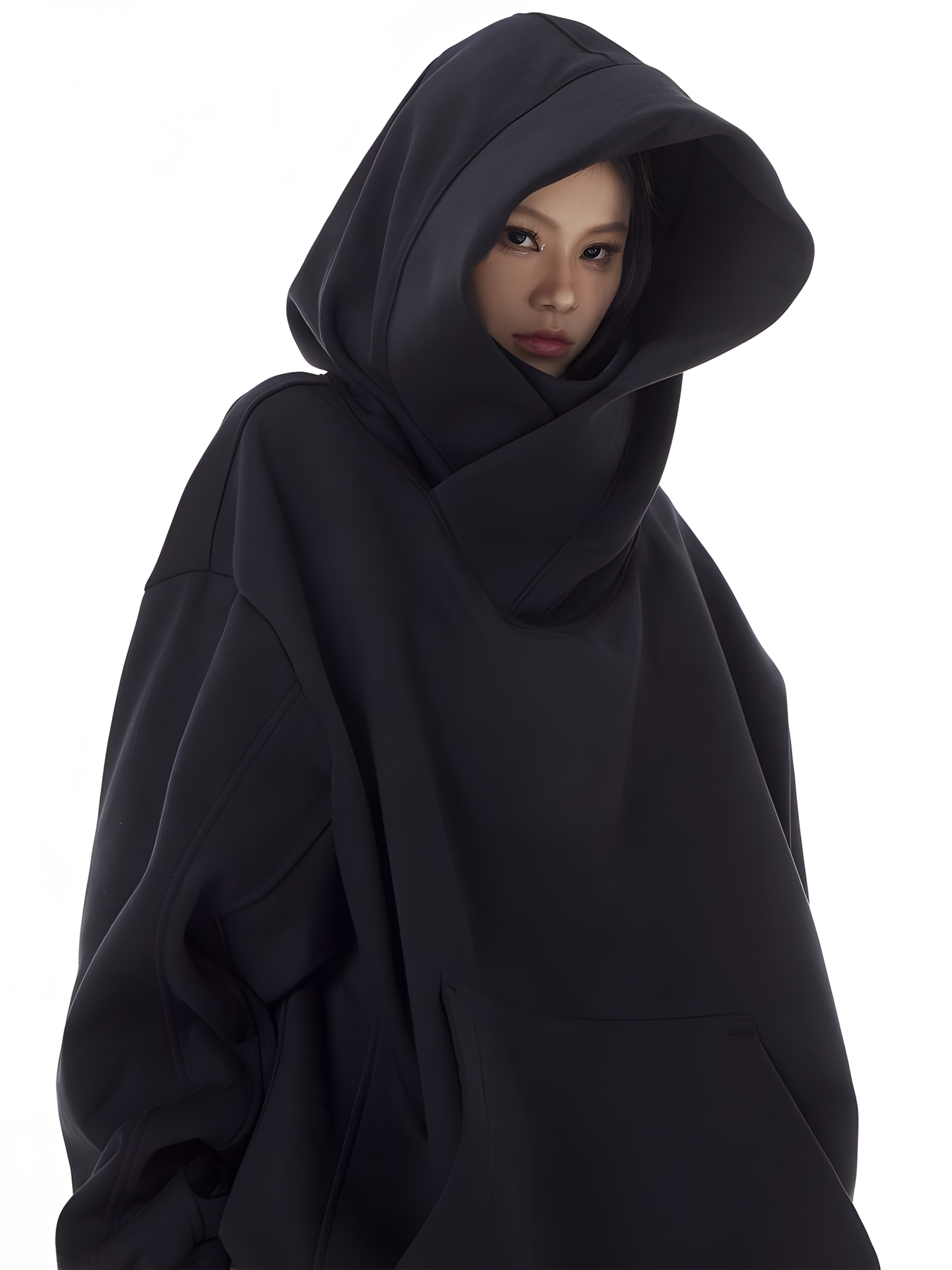 Loose Fit High Neck Hooded Pullover - chiclara