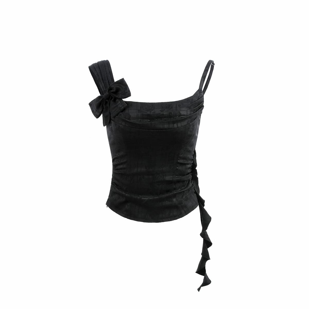 Dark Rose 3D Bowknot Camisole In Black - chiclara