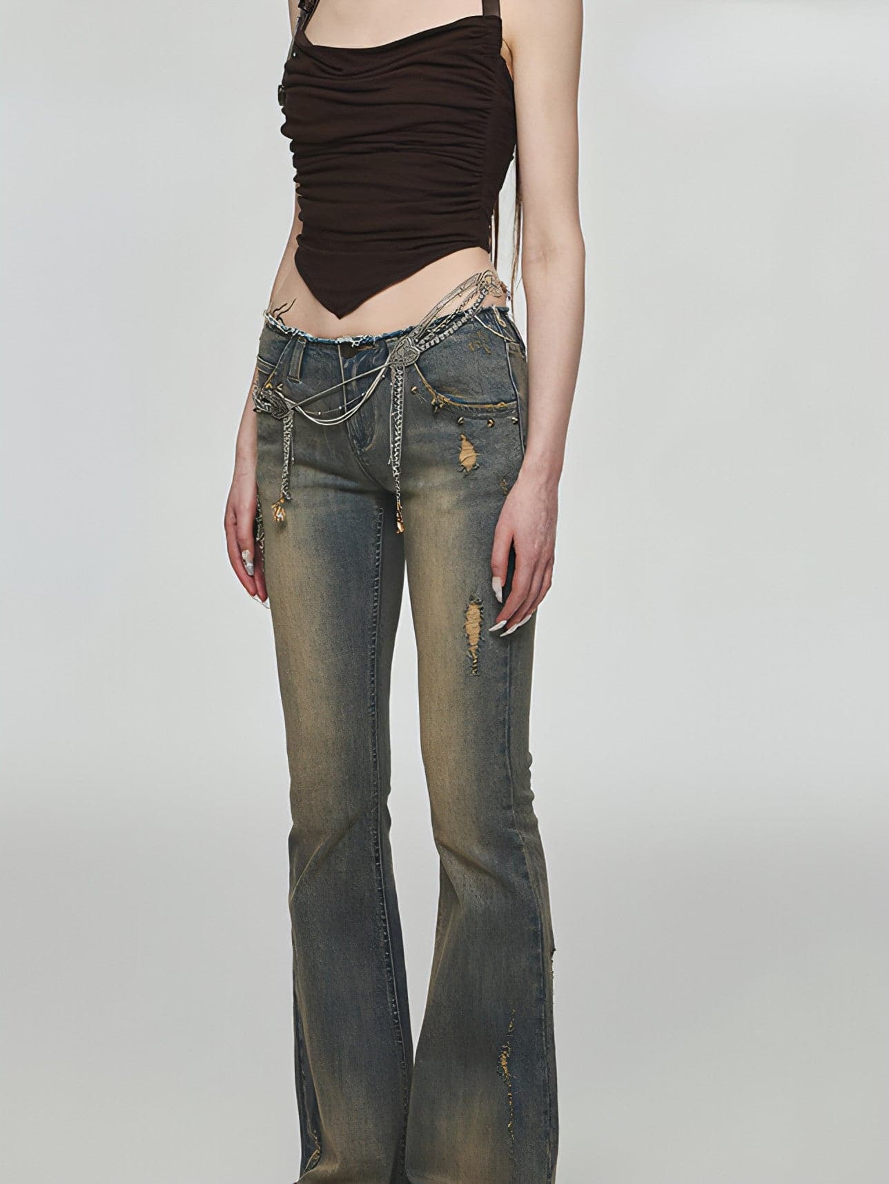 1Jinn Denim Vintage Washed Straight-leg Pants - chiclara