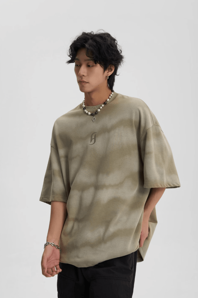 Tie Dye Tee with Wave Design and Logo - chiclara