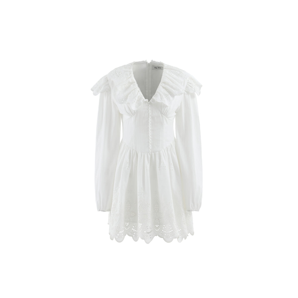 Elegant White Lace Long Sleeve Dress - chiclara