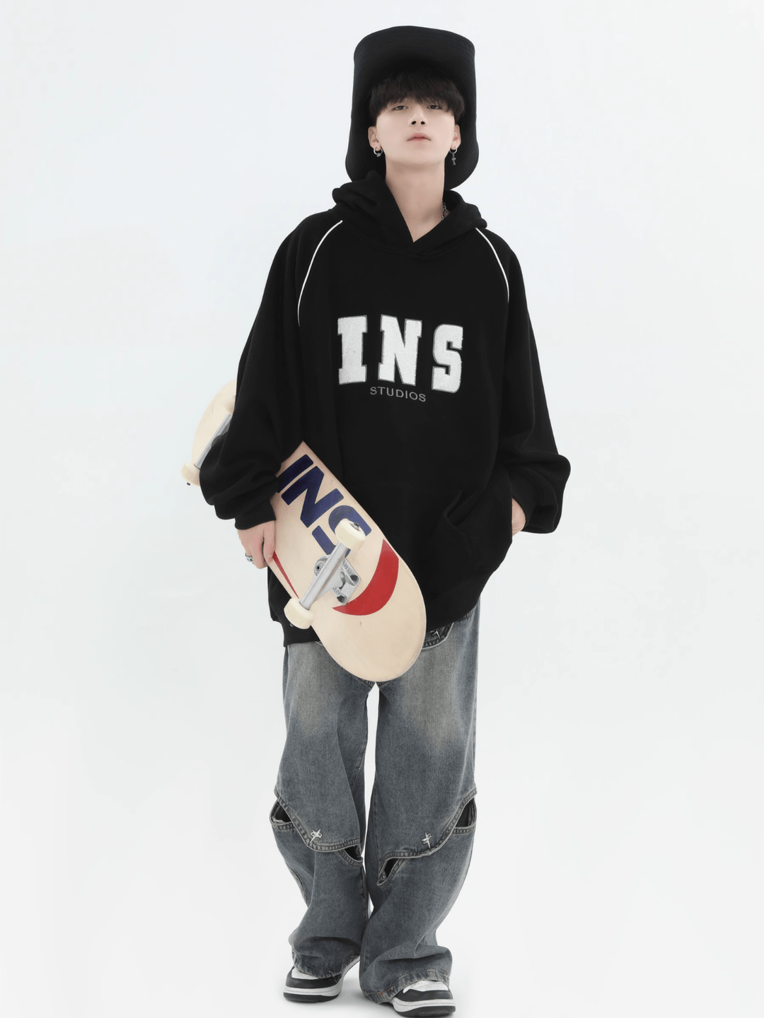 American Inspired Flocked Logo Hoodie - chiclara