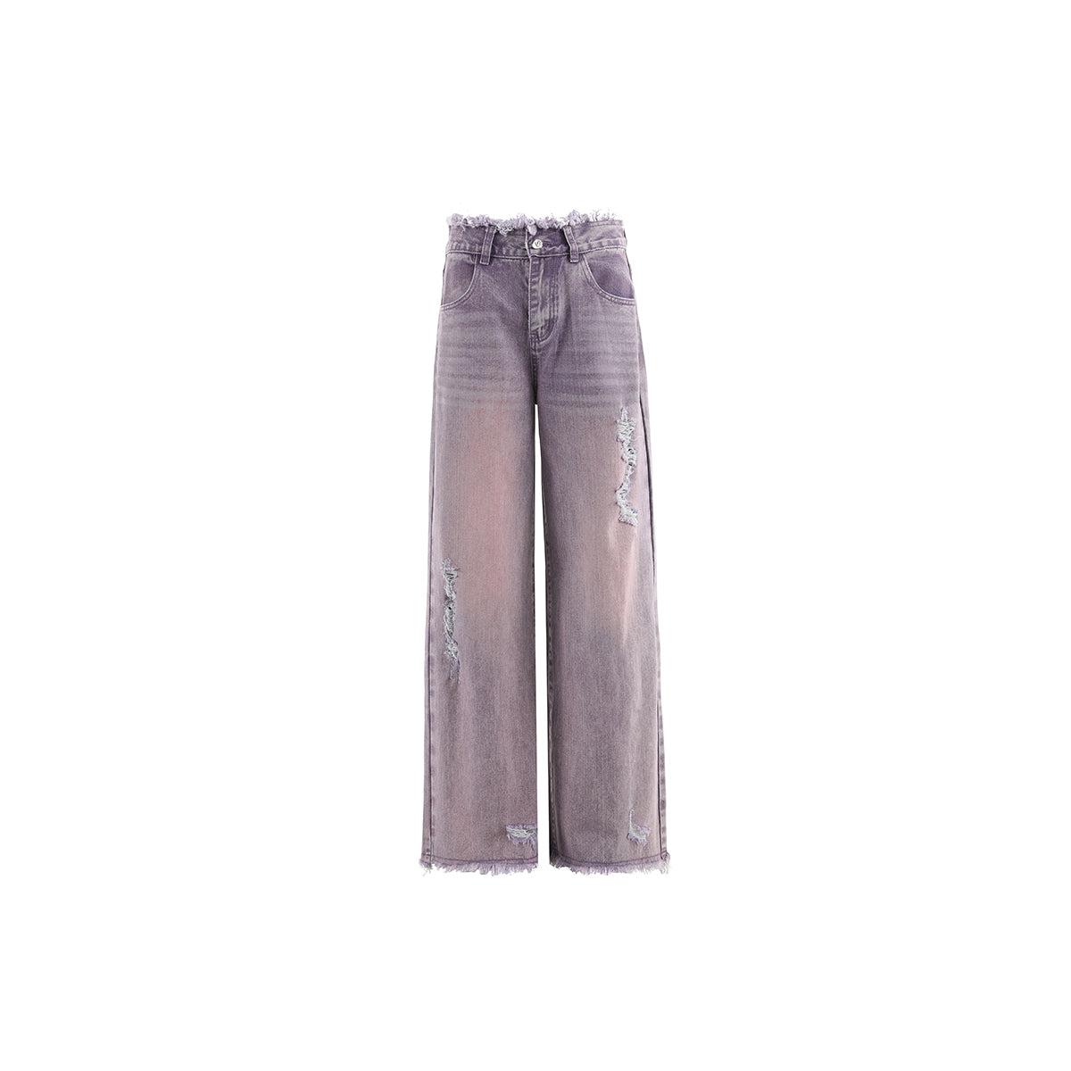 Luxe Purple Wide-Leg Low-Rise Jeans - chiclara