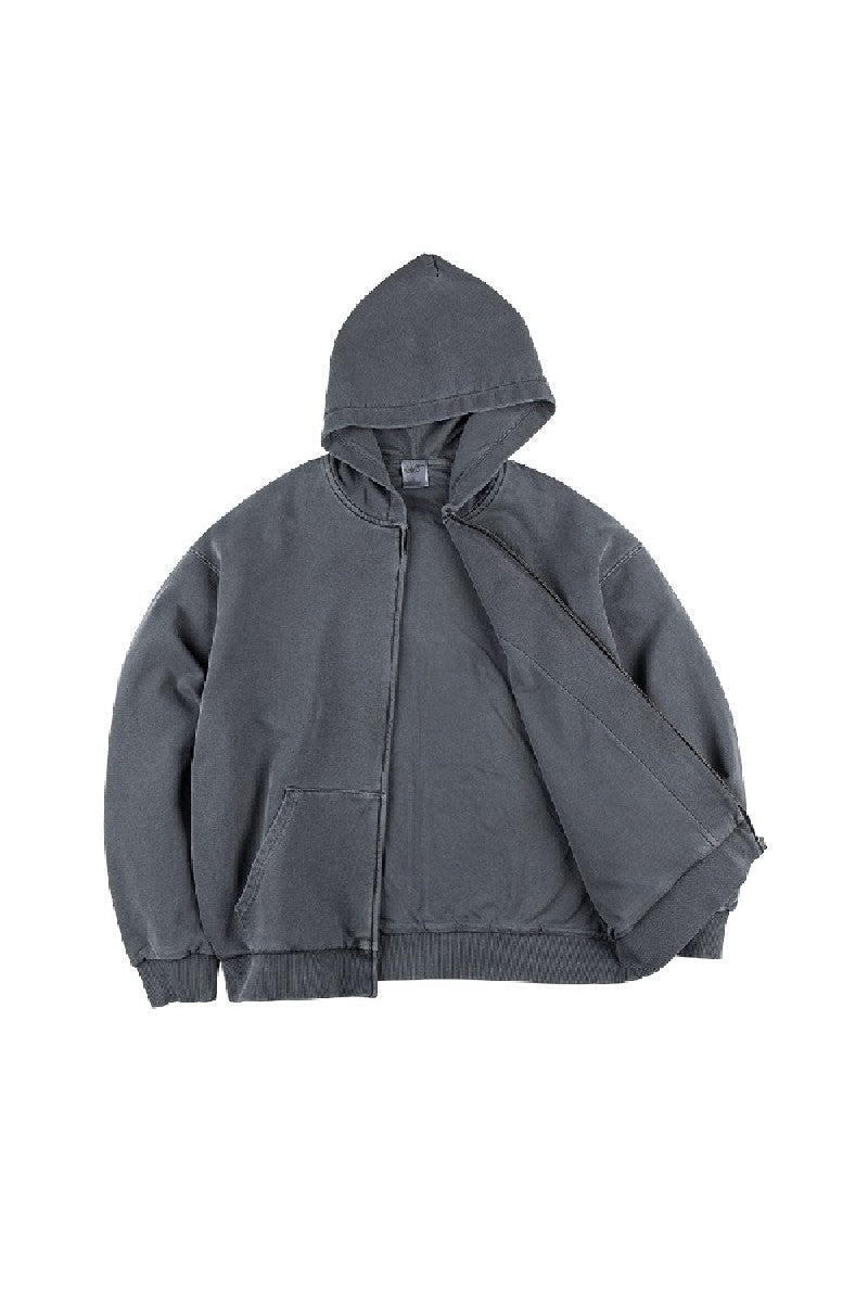Vintage Faded Zip-Up Hoodie - chiclara