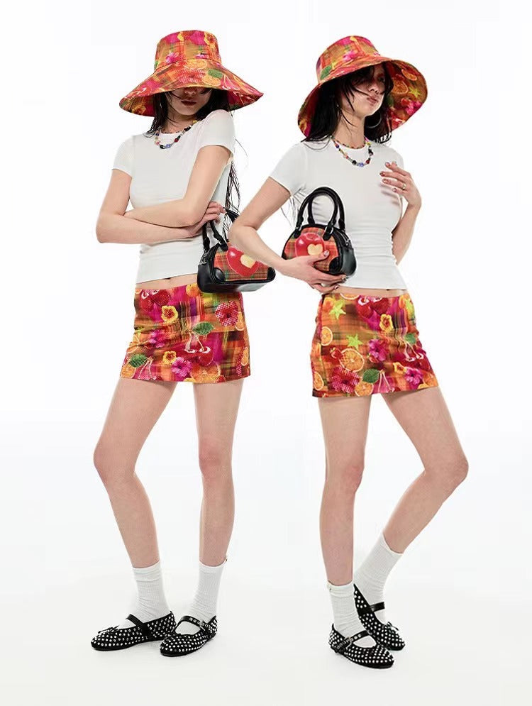 Summer Fruit Print Skirt - chiclara