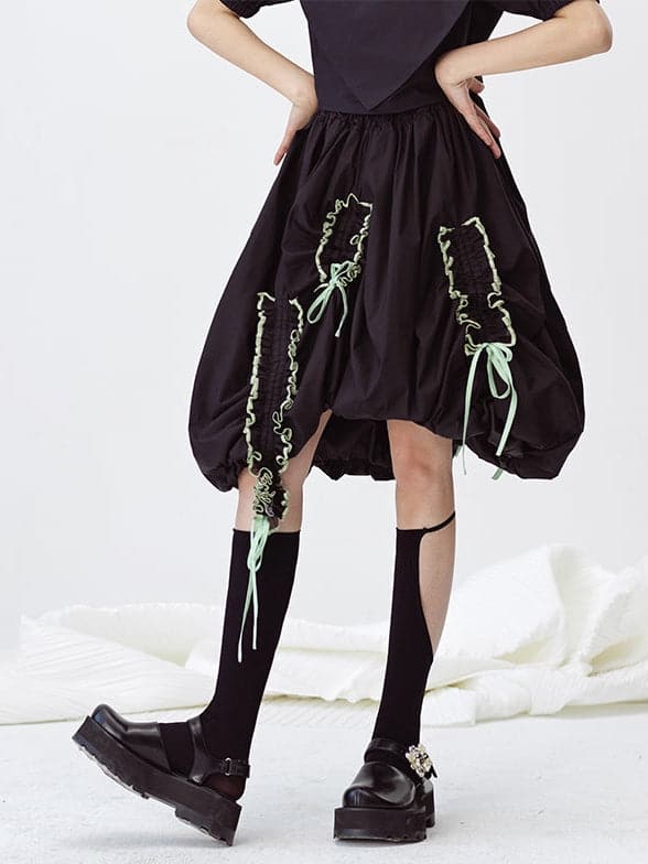 Colorful Pleated Ruffle Skirt - chiclara