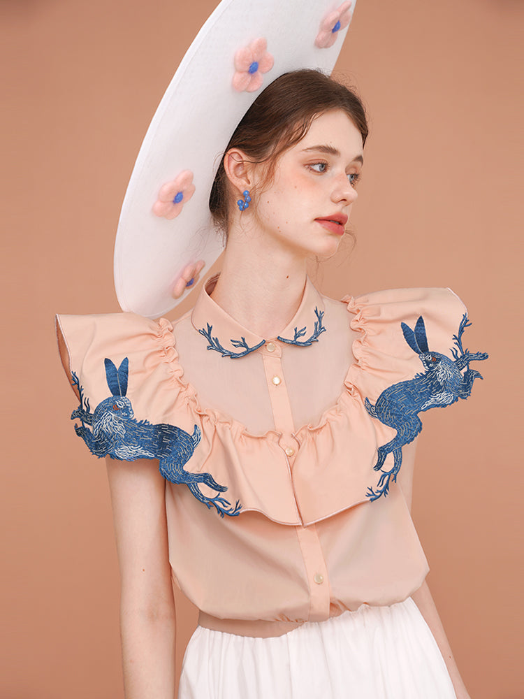 Enchanted Hare Embroidered Blouse - chiclara
