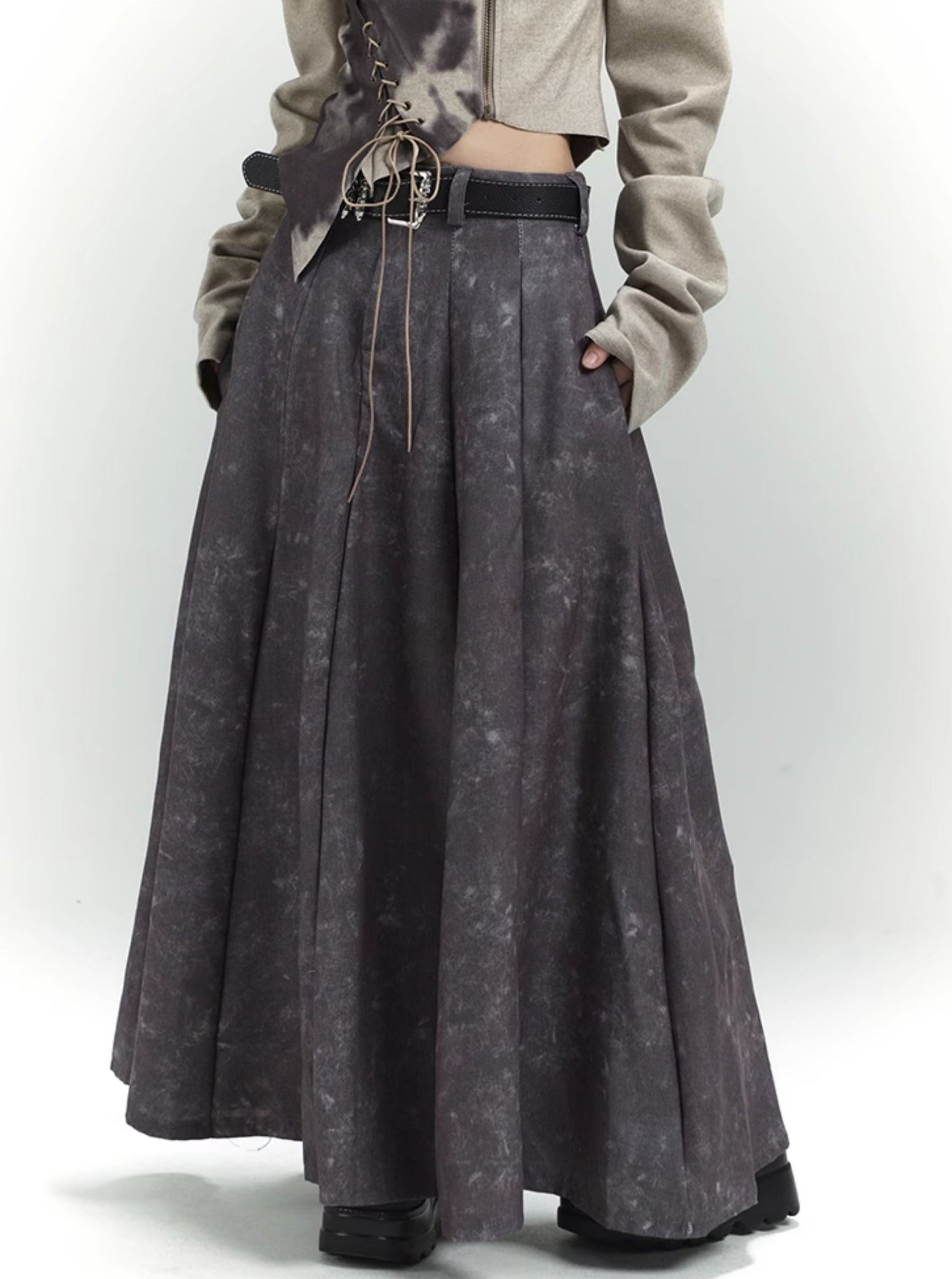 Casual Mopping Gray Skirt - chiclara