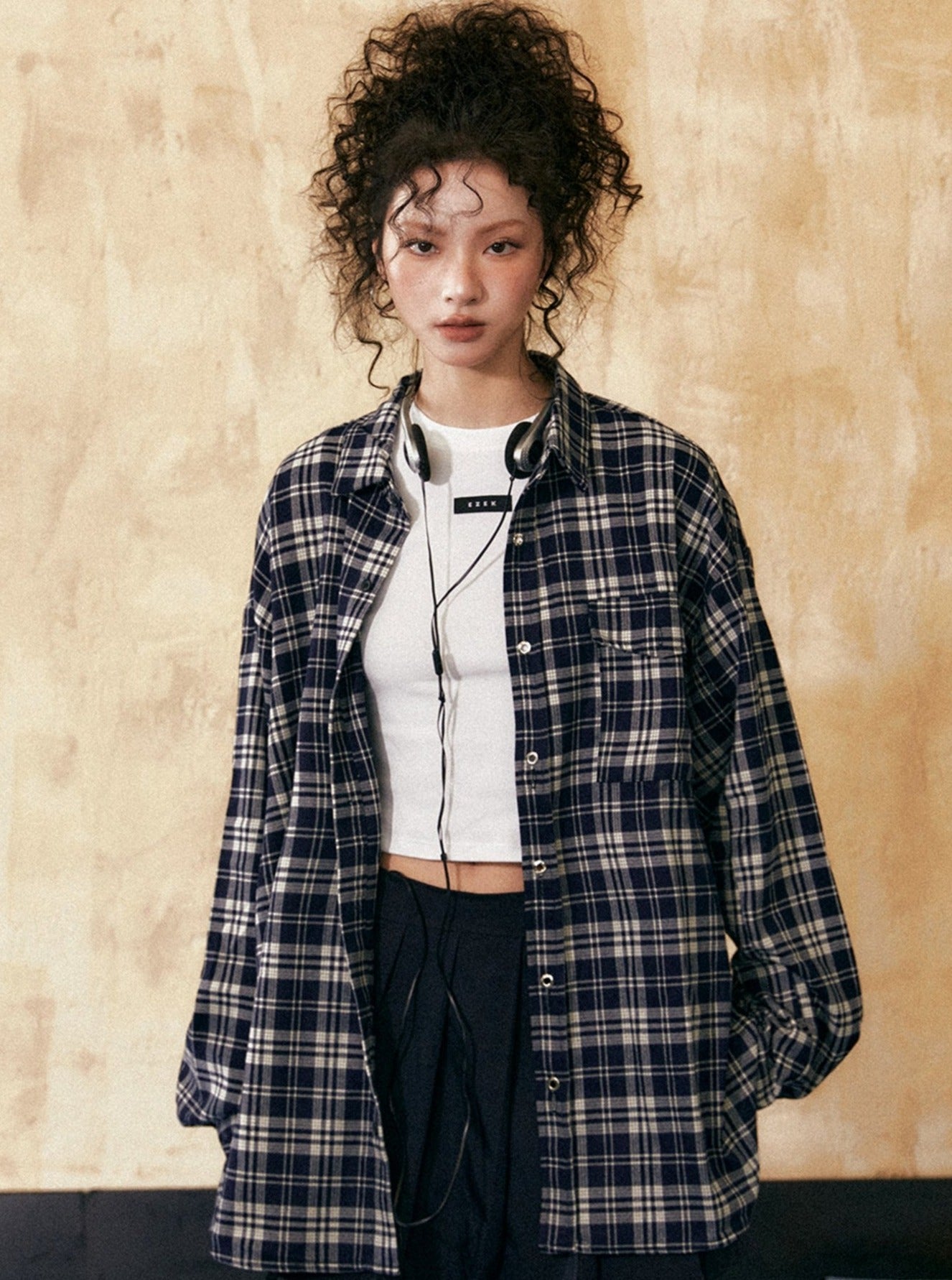 Loose Fashion Casual Plaid Shirt - chiclara