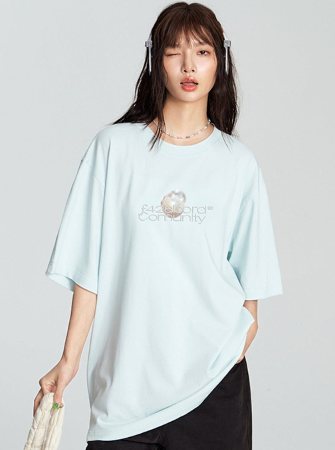 Pearl Embellished Tee - chiclara