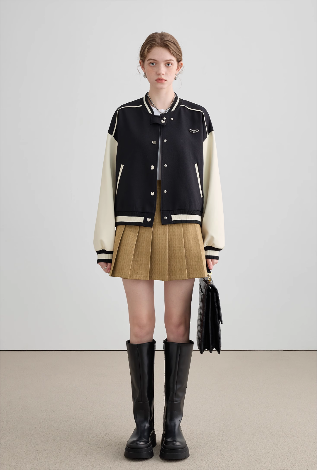 Drop Shoulder Baseball Short Jacket - chiclara