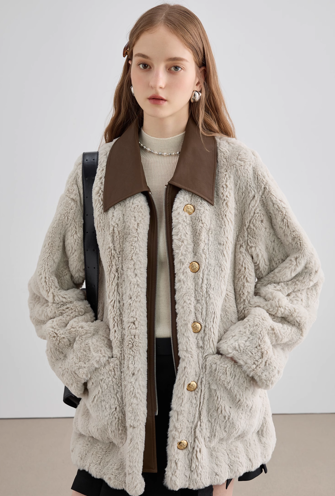 Bicolor Fur Coat - chiclara