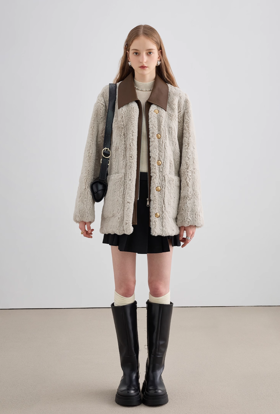 Bicolor Fur Coat - chiclara