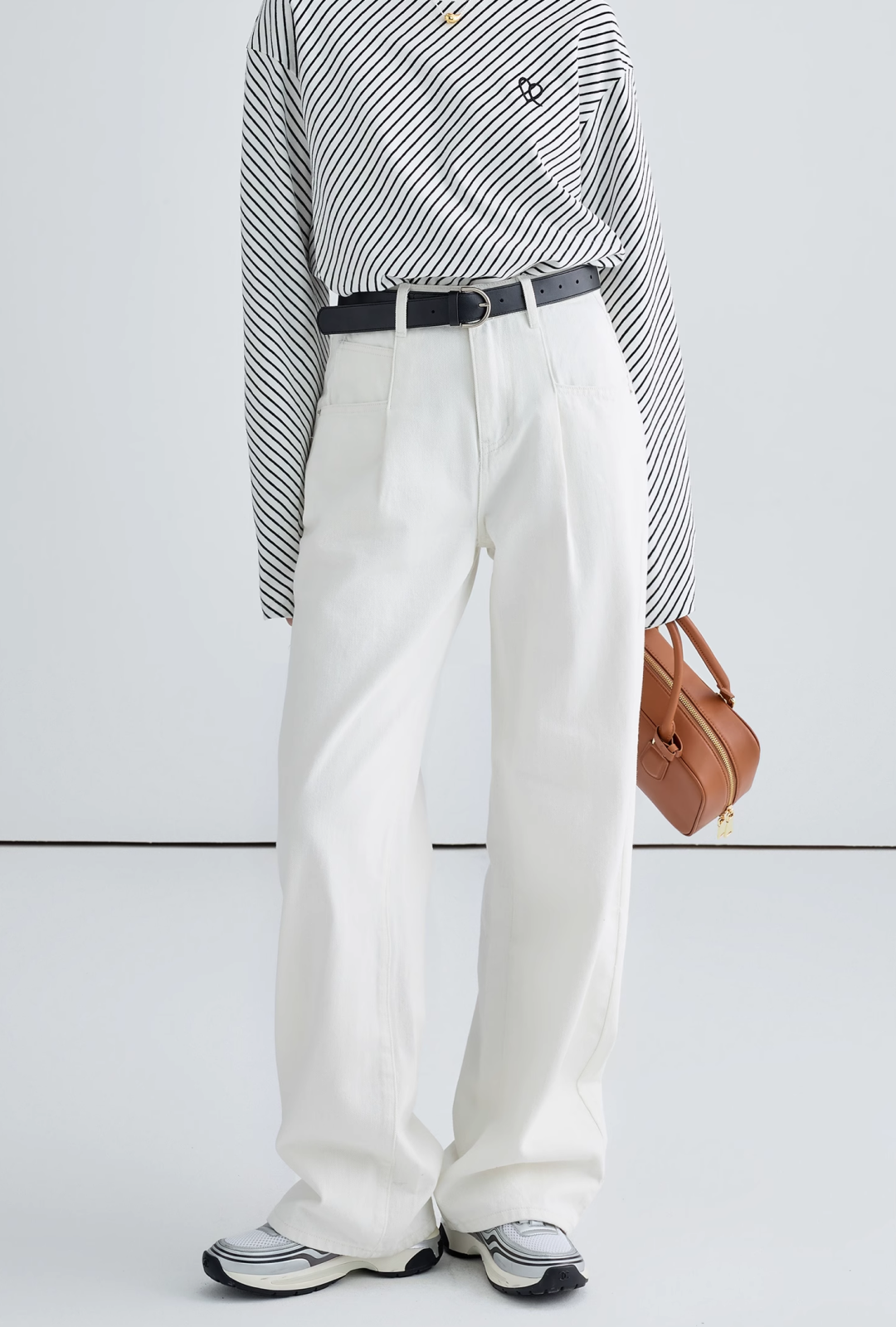 Loose White Straight Denim - chiclara