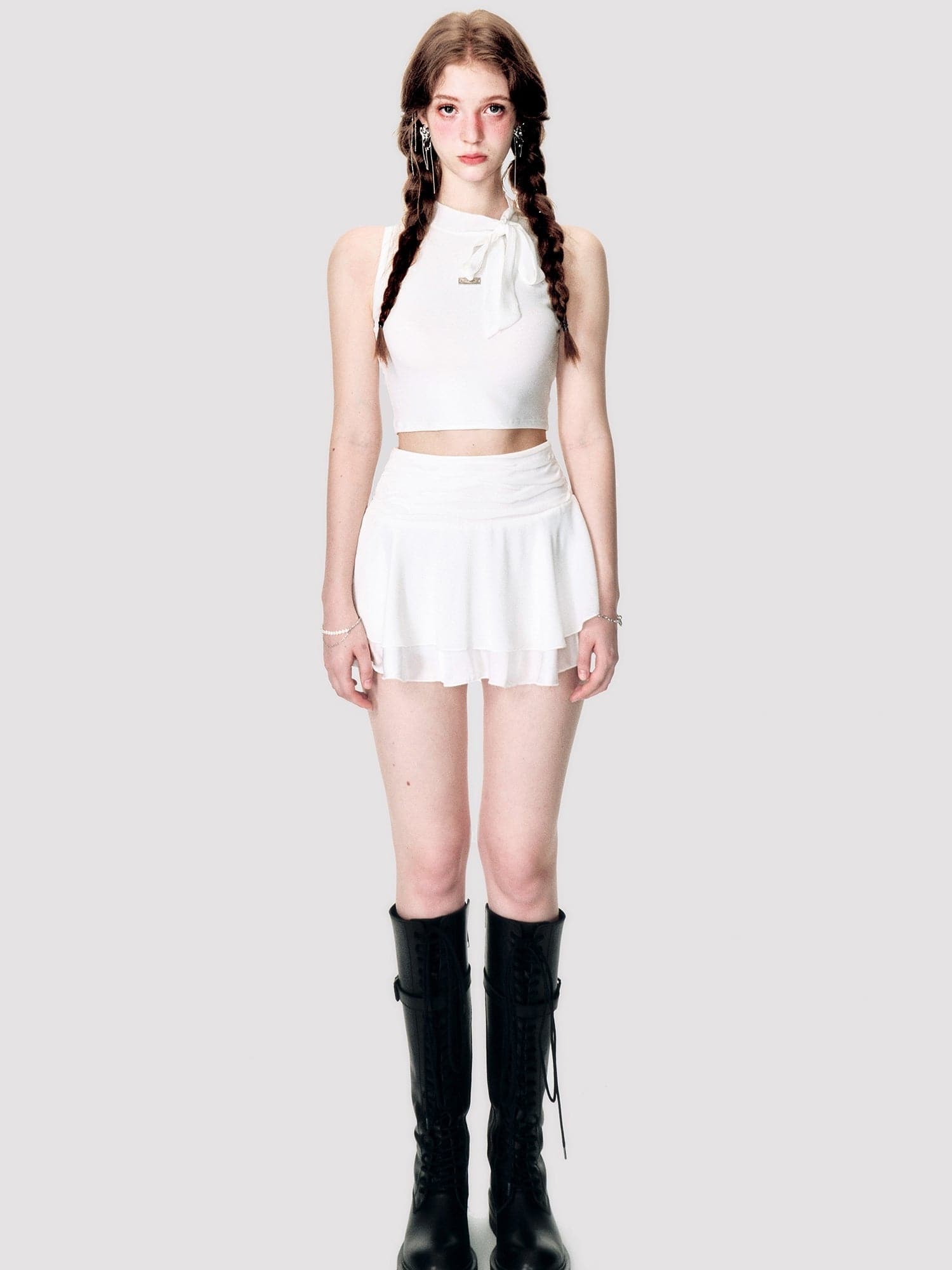 Sleek Sleeveless Ribbon Set - chiclara