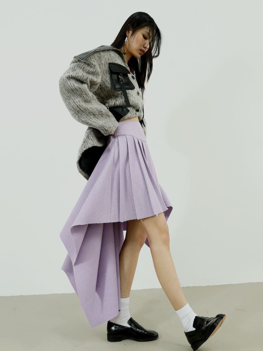 Asymmetrical Fish-Tail Pleated Niche Skirt - chiclara