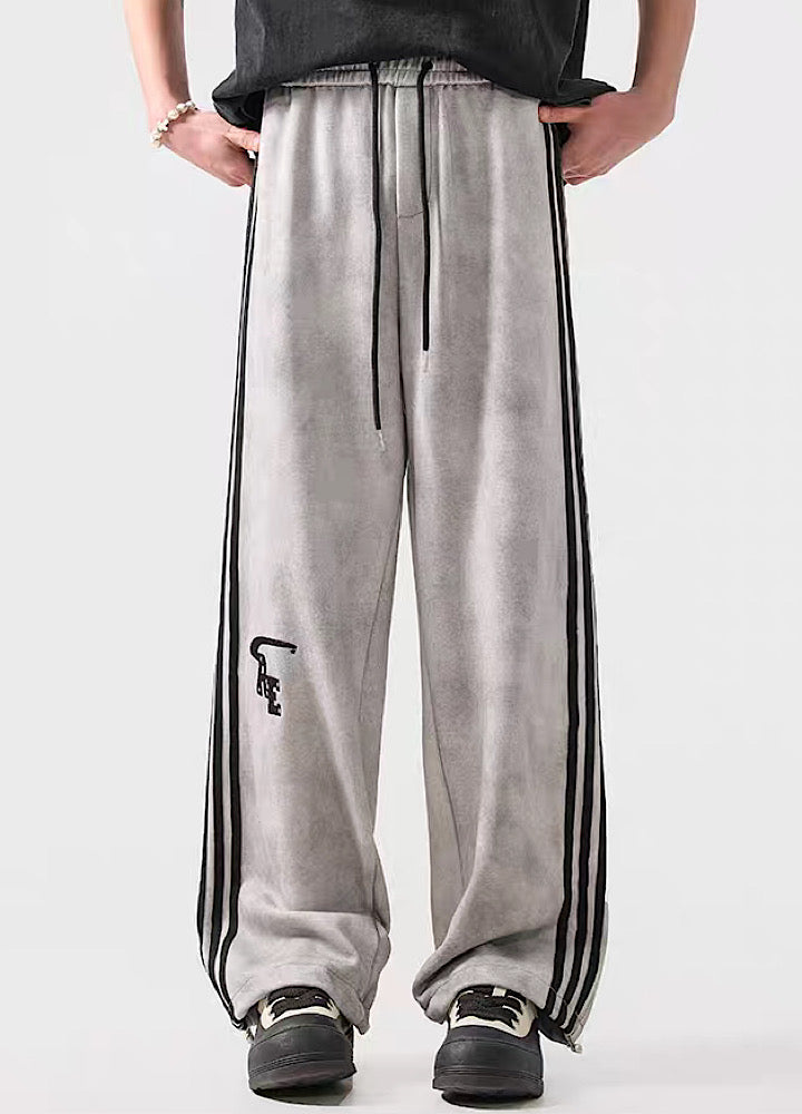 Striped Wide-Leg Track Pants - chiclara
