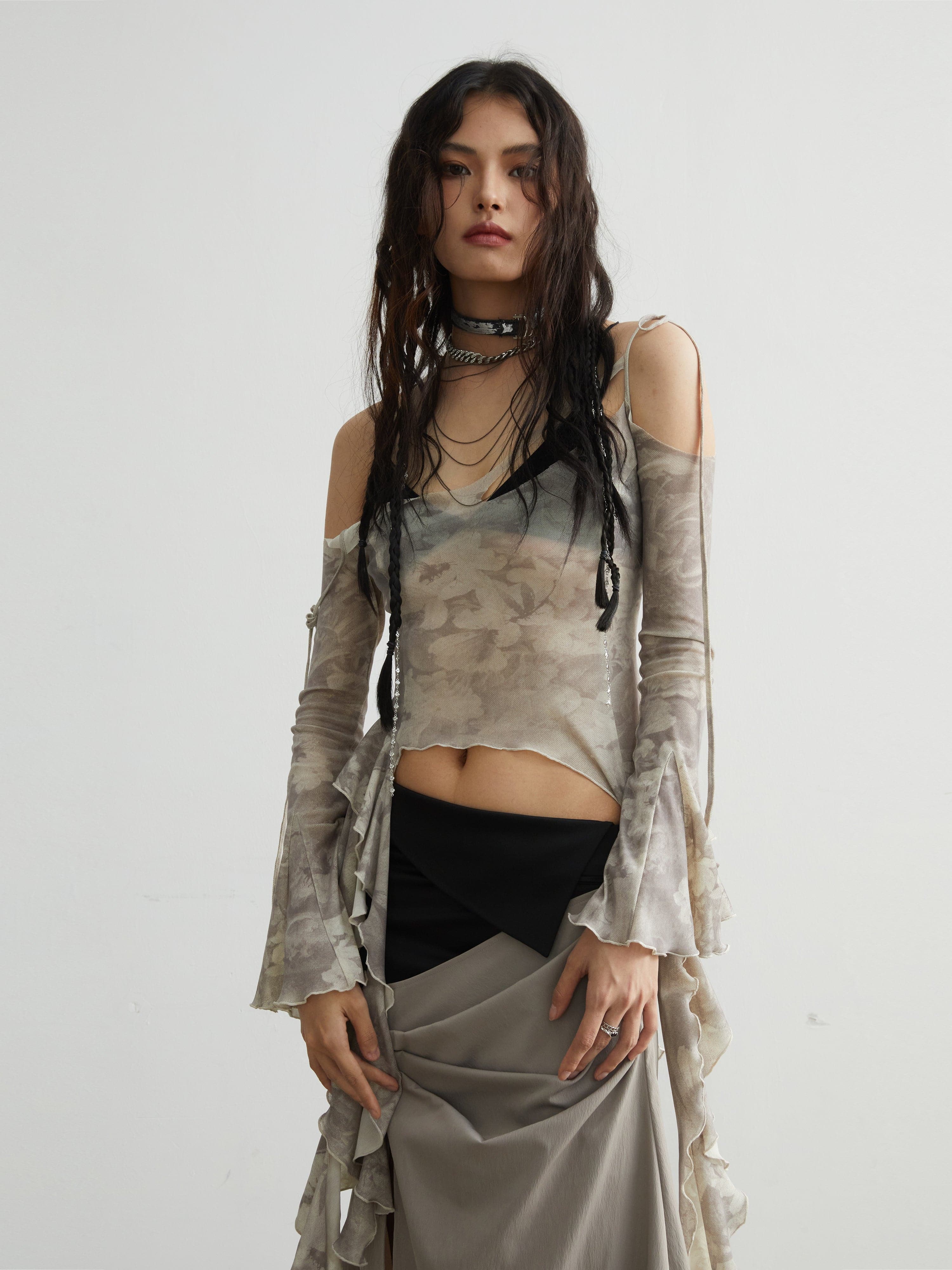 Ethereal Off-Shoulder Ruffle Blouse - chiclara