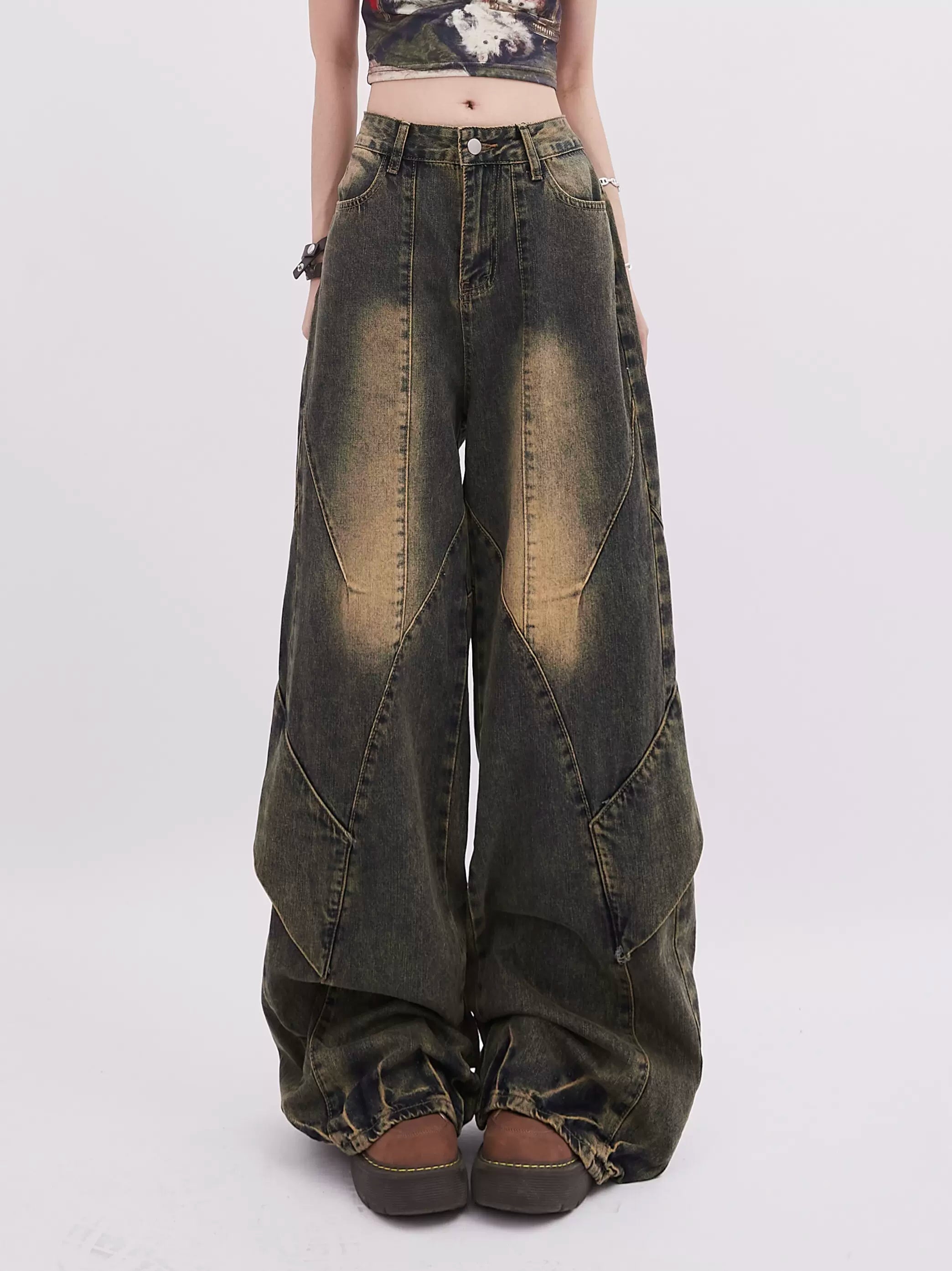 Retro Bohemian Wide-Leg Jeans - chiclara
