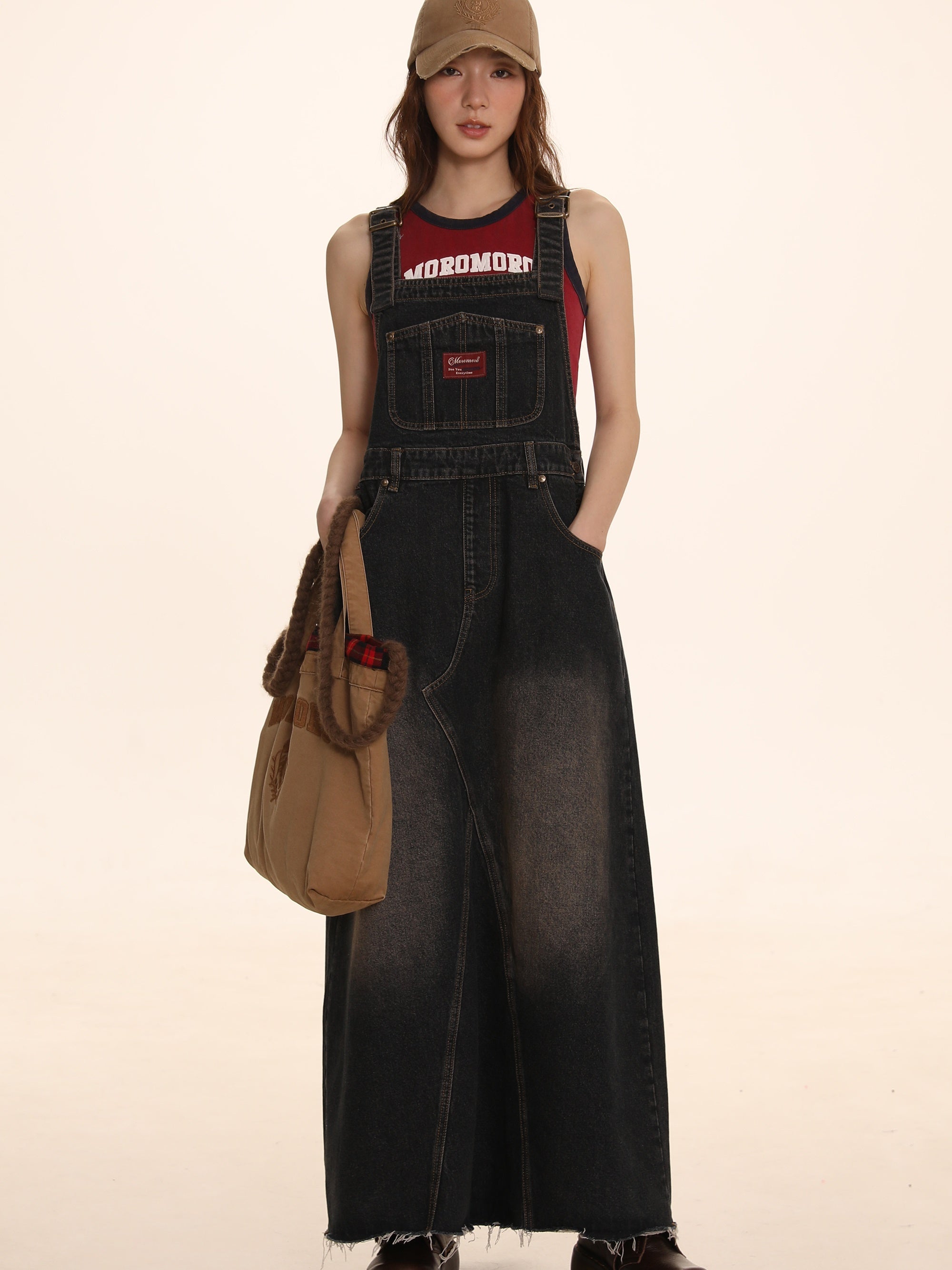 Vintage Denim Strap Skirt - chiclara