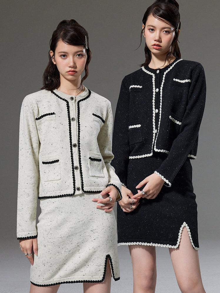 Knitted Fragrance Cardigan Jacket & Skirt - chiclara