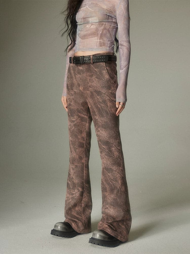 Washed Denim Micro-Flare Jeans - chiclara