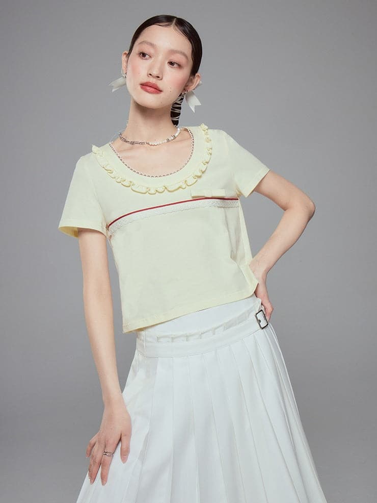 Short Lace Stitch Tee - chiclara