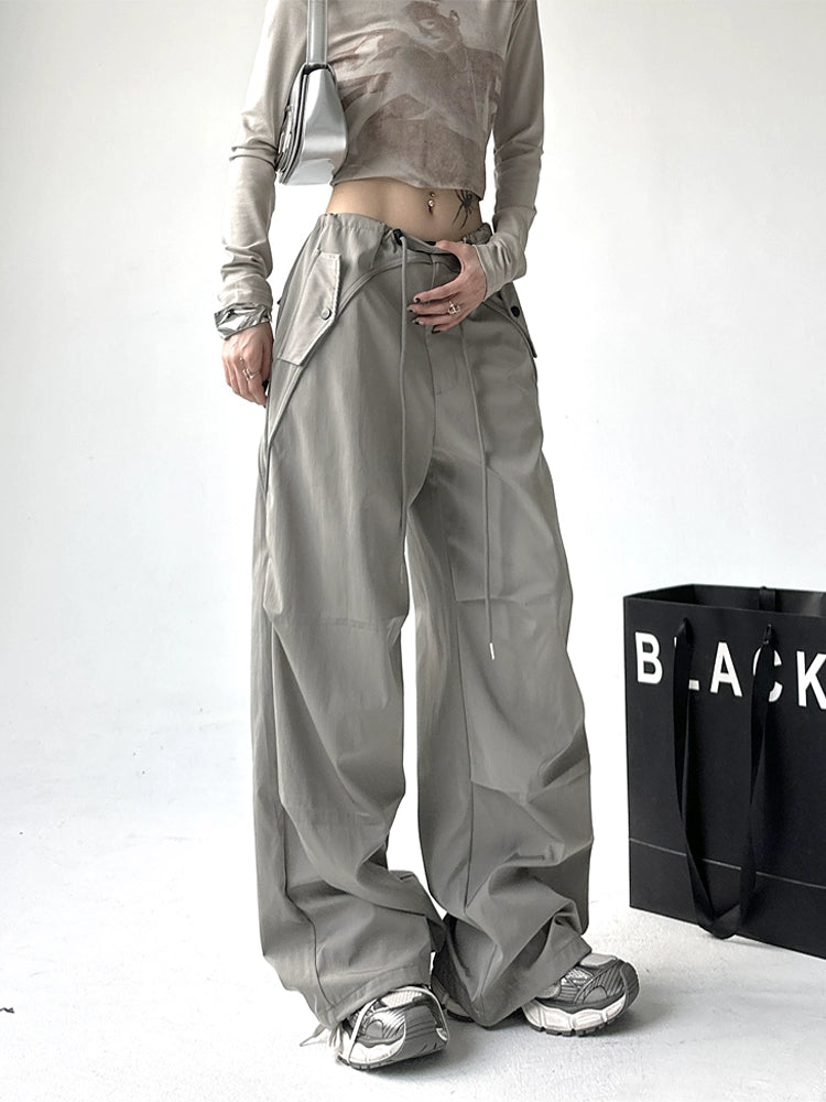 Utility Pocket Wide-Leg Trousers - chiclara