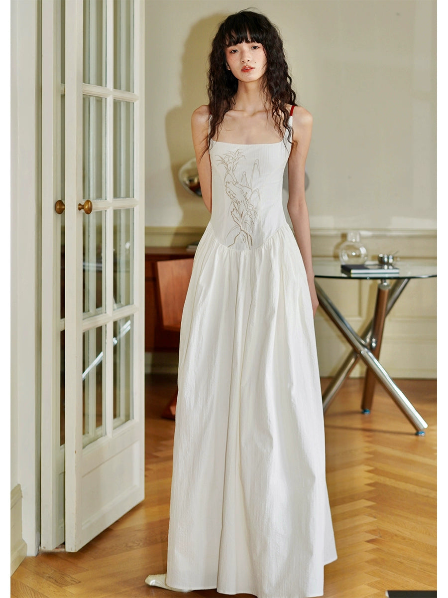 Ivory Embroidered Maxi Dress - chiclara