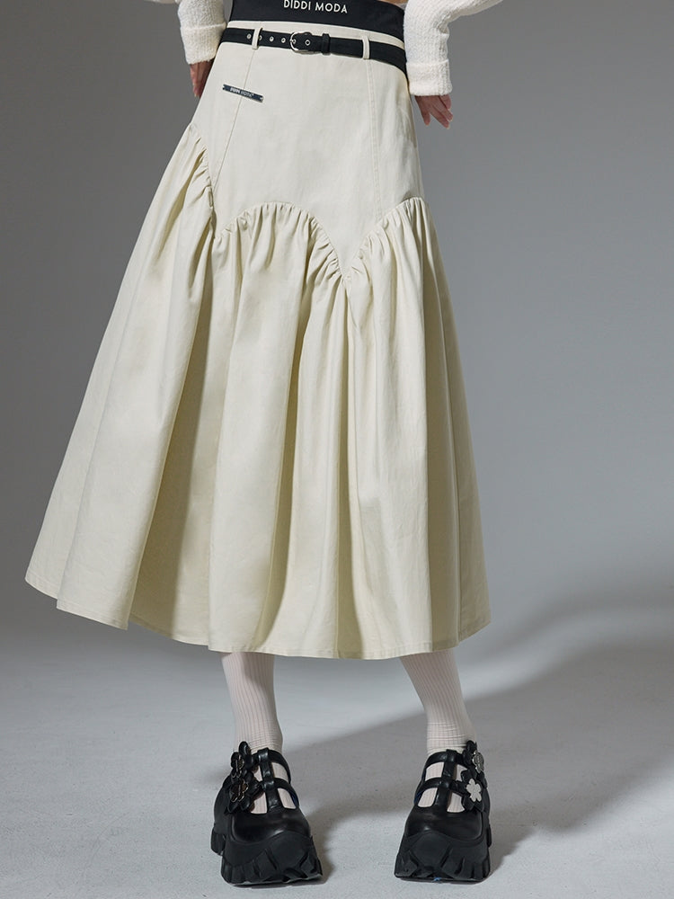 Embroidered Double Waist Stitch Skirt - chiclara