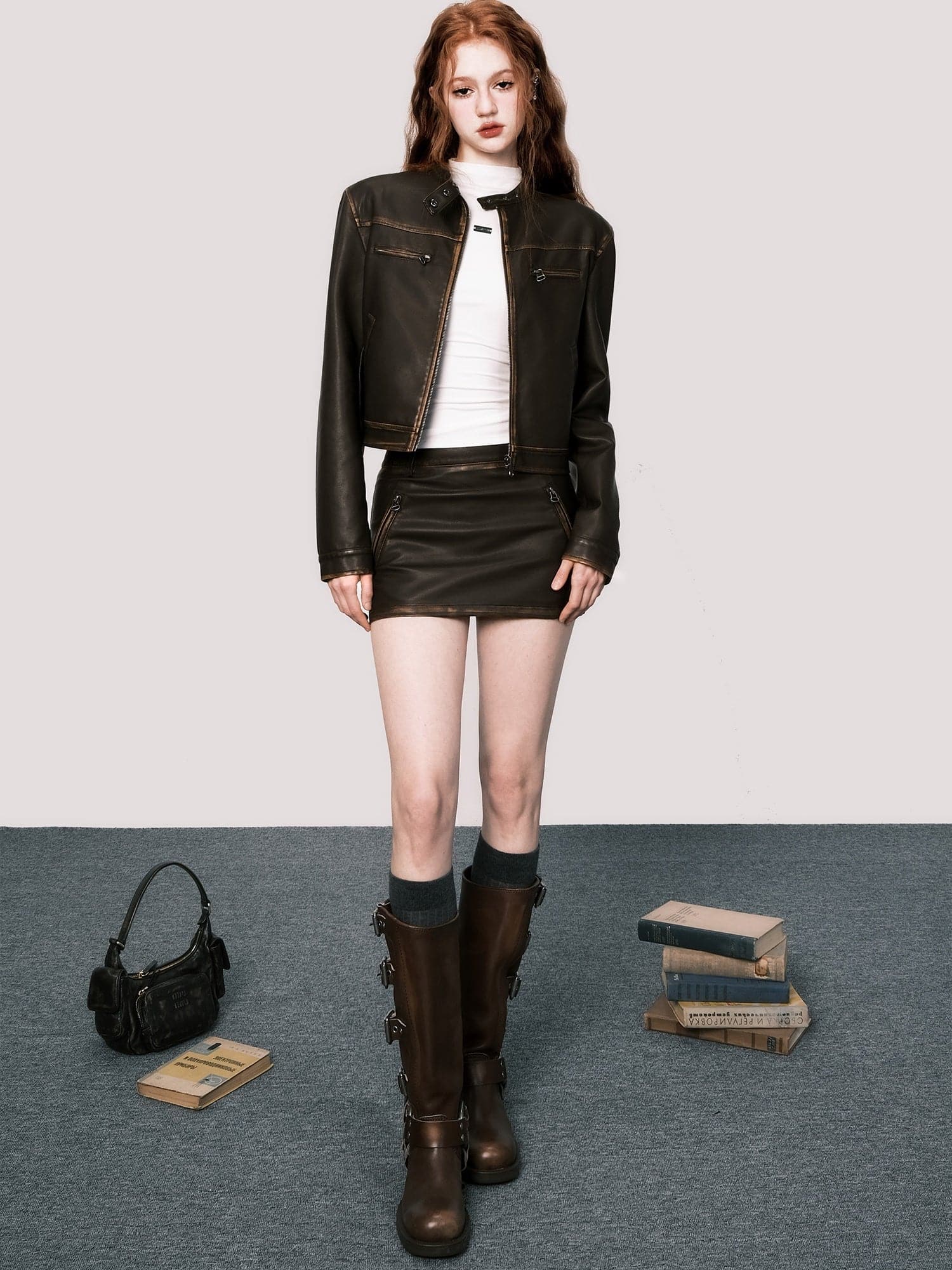 Vintage Leather Jacket & Micro Mini Skirt - chiclara