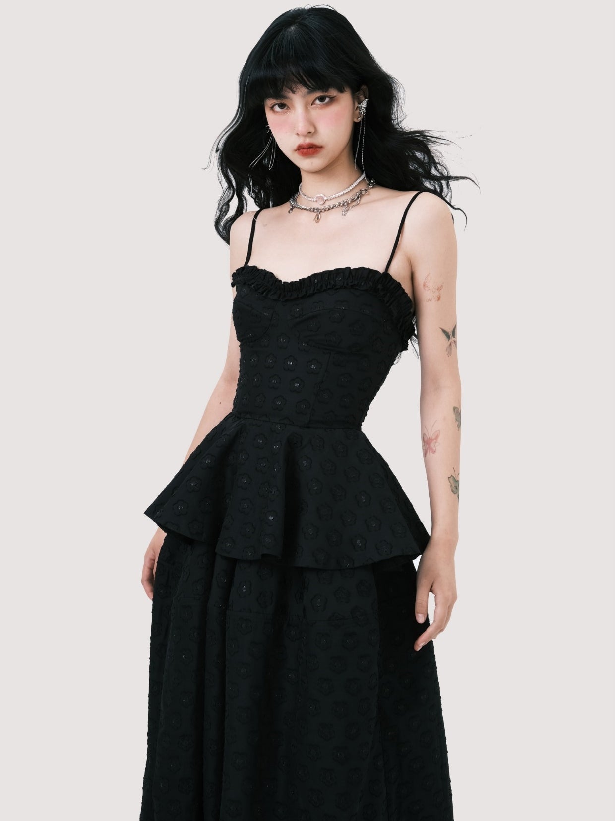 Noir Elegance Peplum Dress Set - chiclara