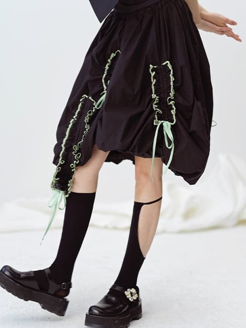 Colorful Pleated Ruffle Skirt - chiclara