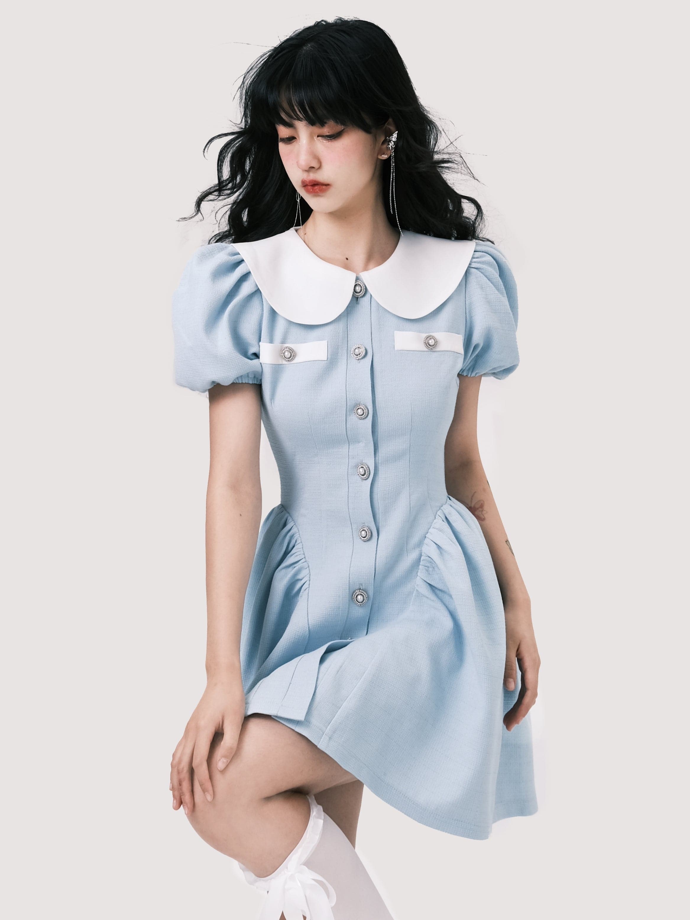Elegant Doll Collar Dress - chiclara