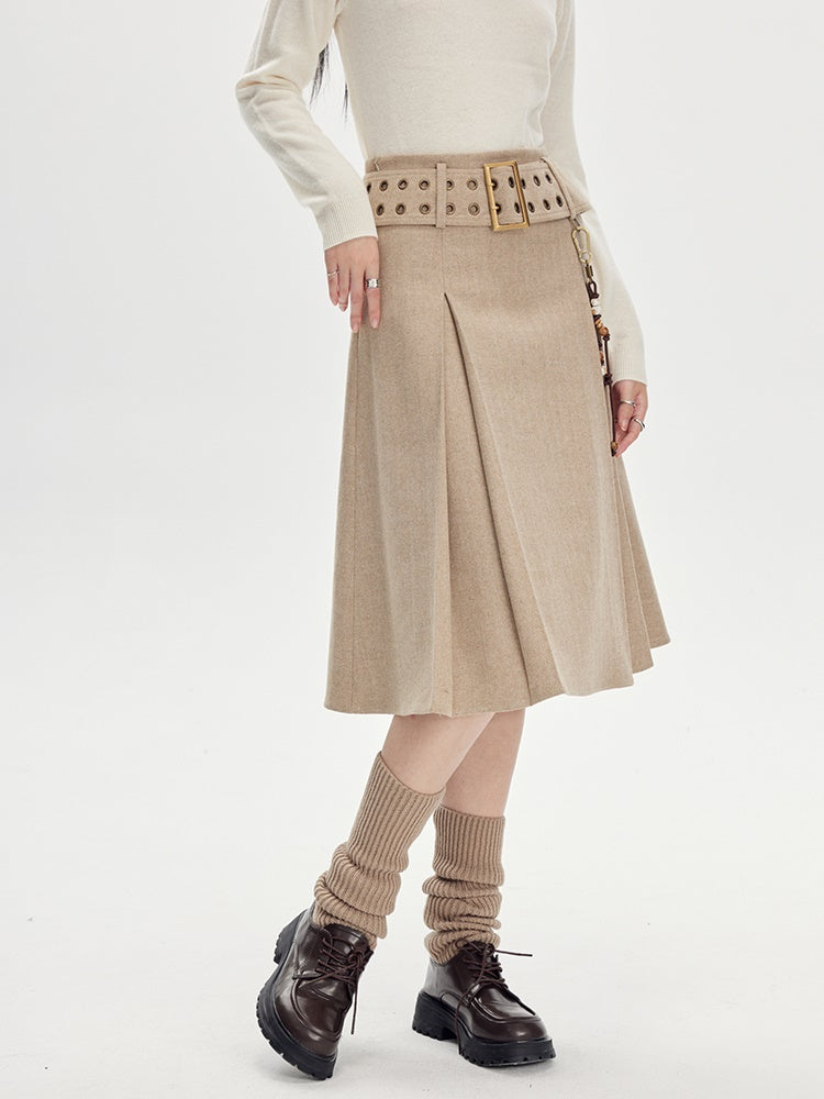 Pleated Wool Skirt - chiclara