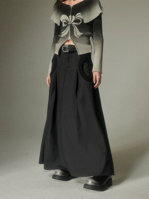 A-Line Circle Long Skirt With Pocket - chiclara