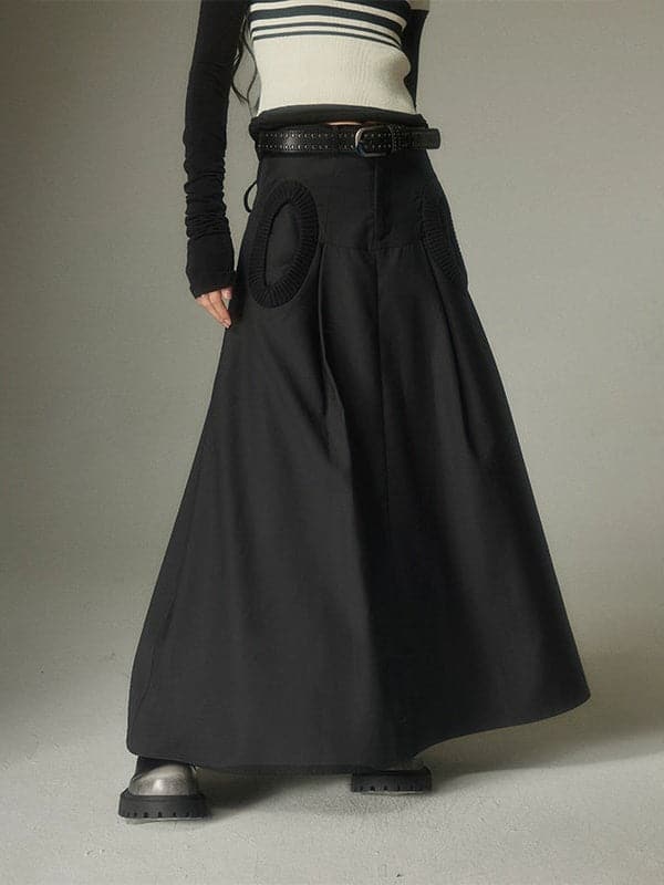 A-Line Circle Long Skirt With Pocket - chiclara