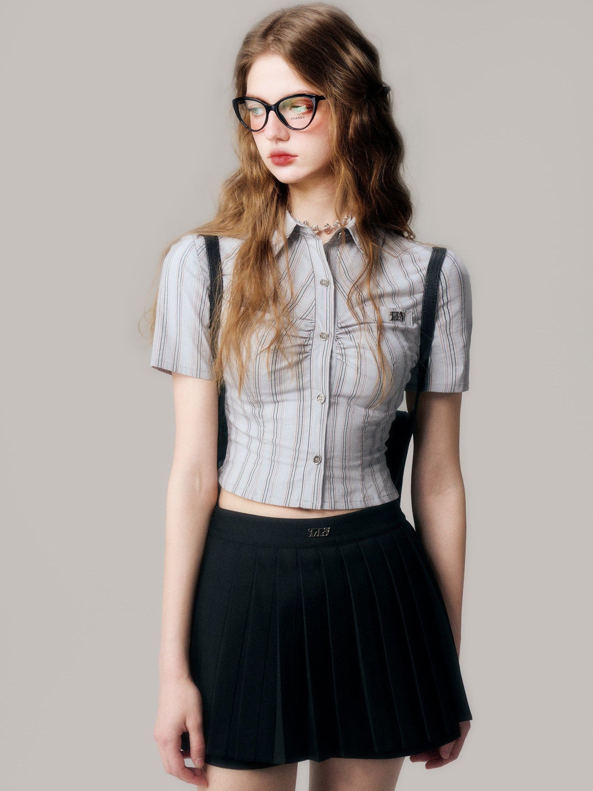 Classic Striped Short-Sleeve Shirt - chiclara