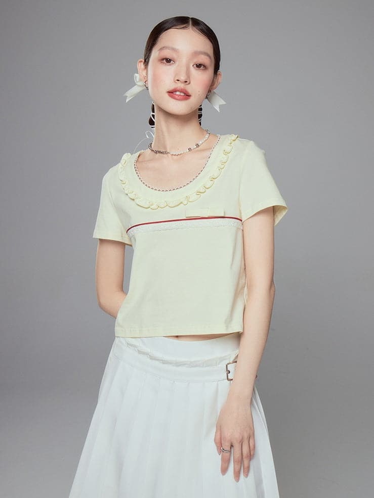 Short Lace Stitch Tee - chiclara