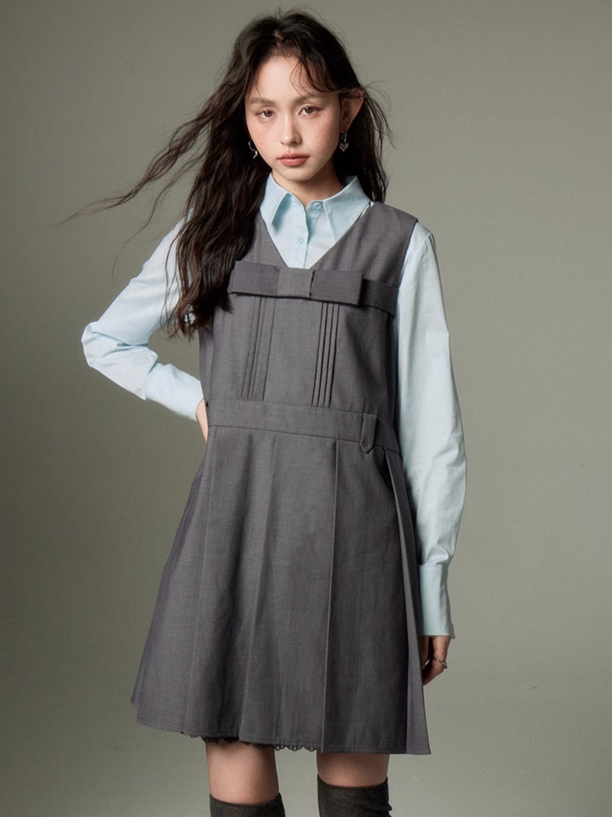 Sleeveless College Sense Bow Tie Jumpsuit - chiclara