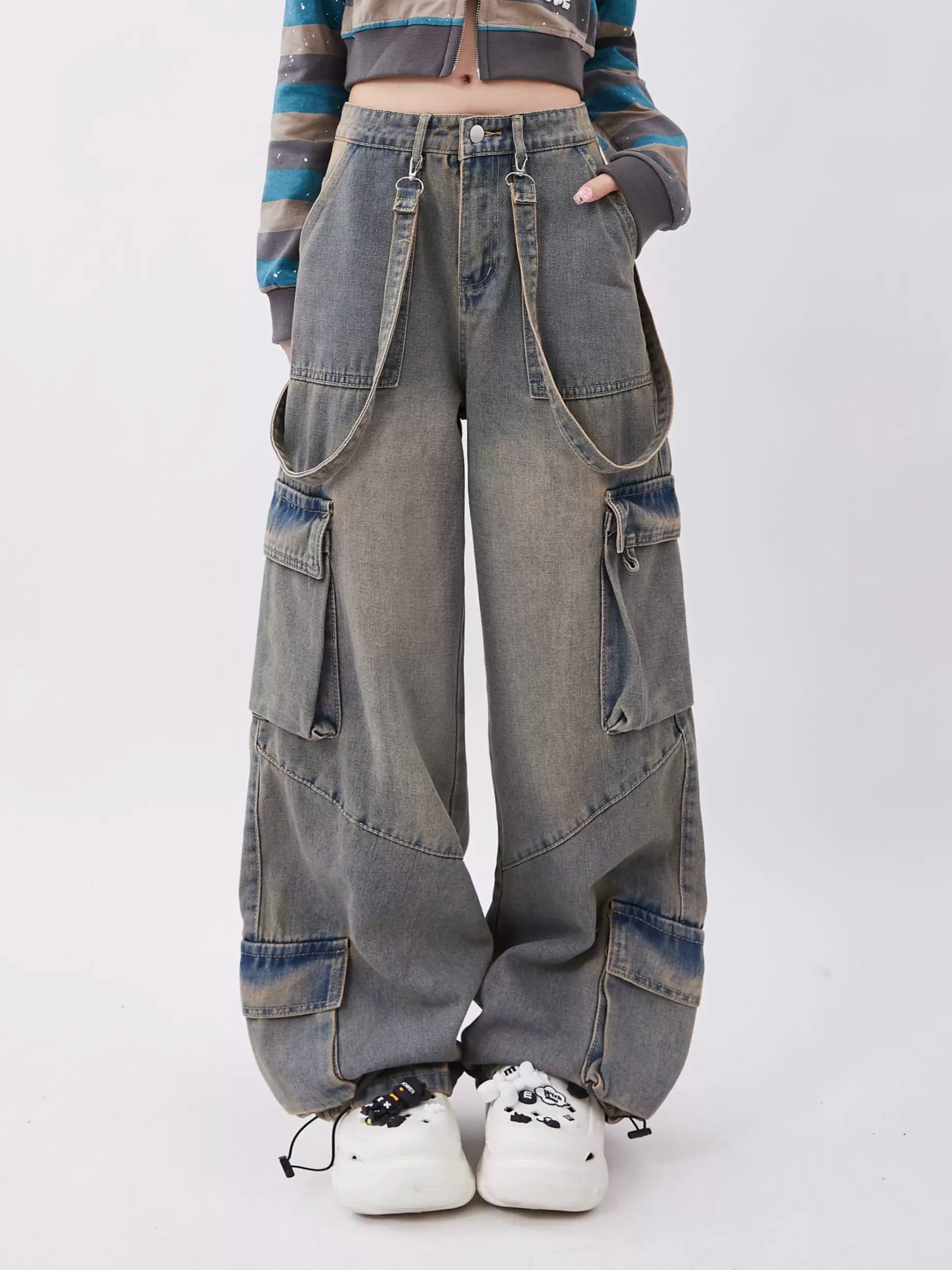 Big Pocket Design Jeans - chiclara