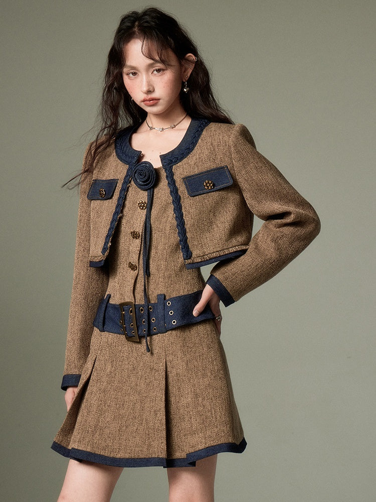 Tweed Short Jacket & Slip Skirt Combo - chiclara