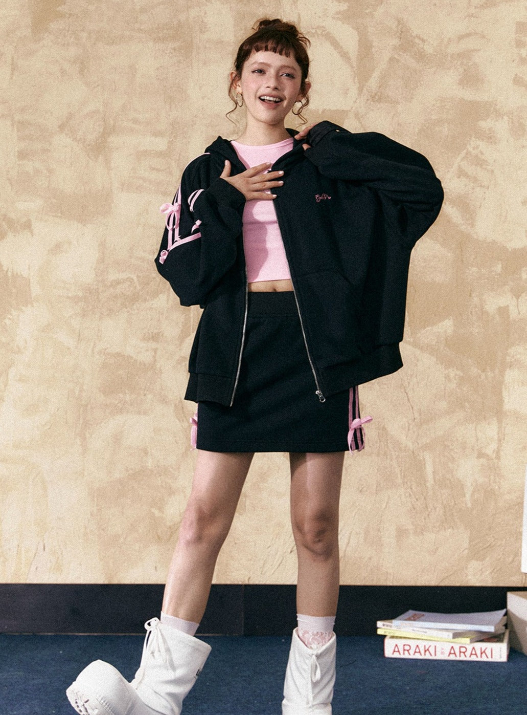 Hooded Sweatshirt And Skirt Set-Up - chiclara