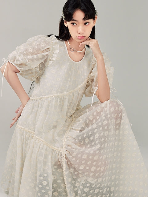 Irregular Jacquard Fairy Dress - chiclara