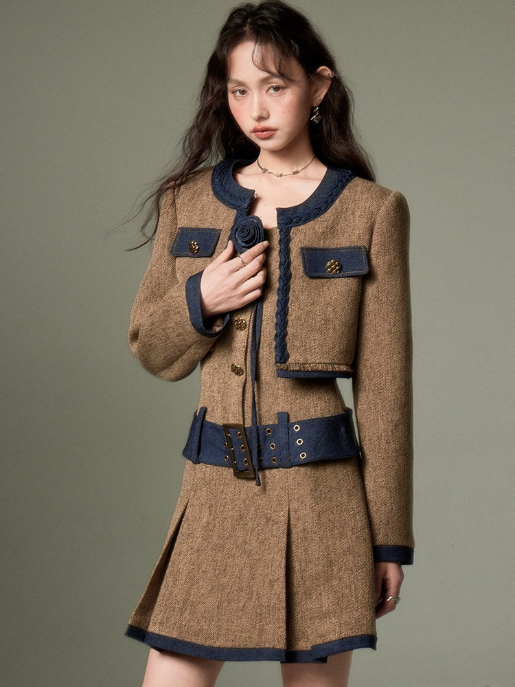 Tweed Short Jacket & Slip Skirt Combo - chiclara