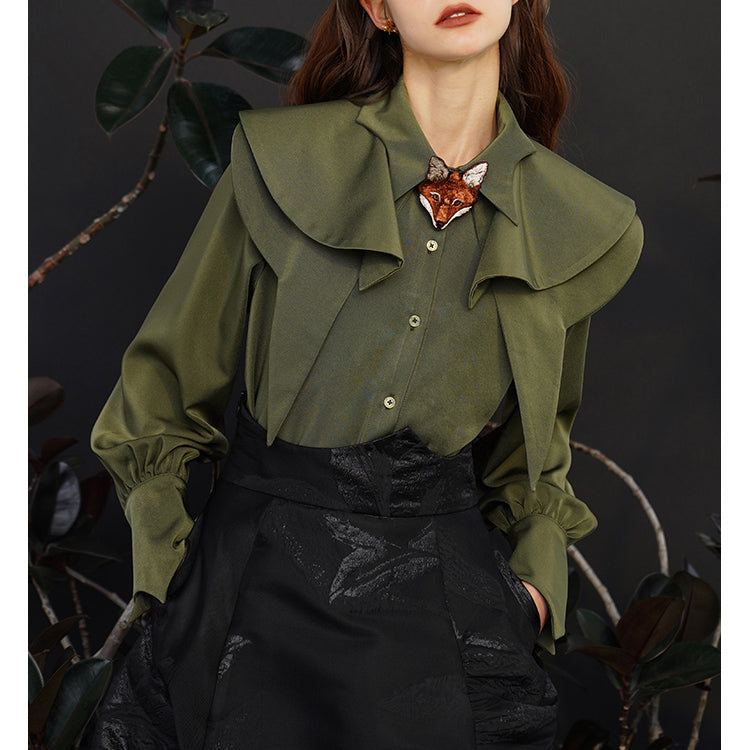 Fox Charm Ruffle Blouse - chiclara