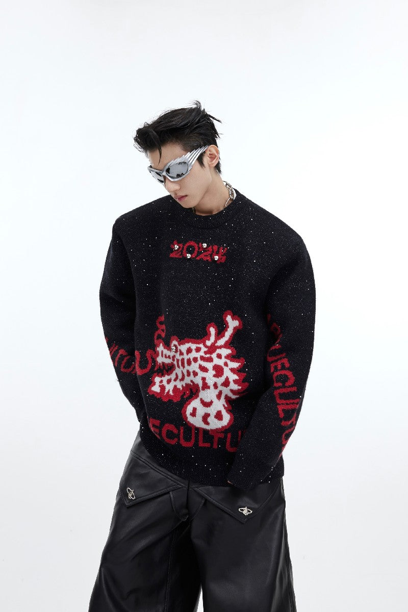 Glitter Knit Sweater with Logo - chiclara