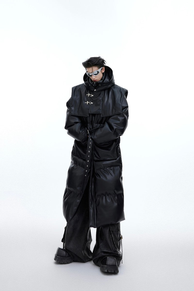 Vegan Leather Longline Coat - chiclara