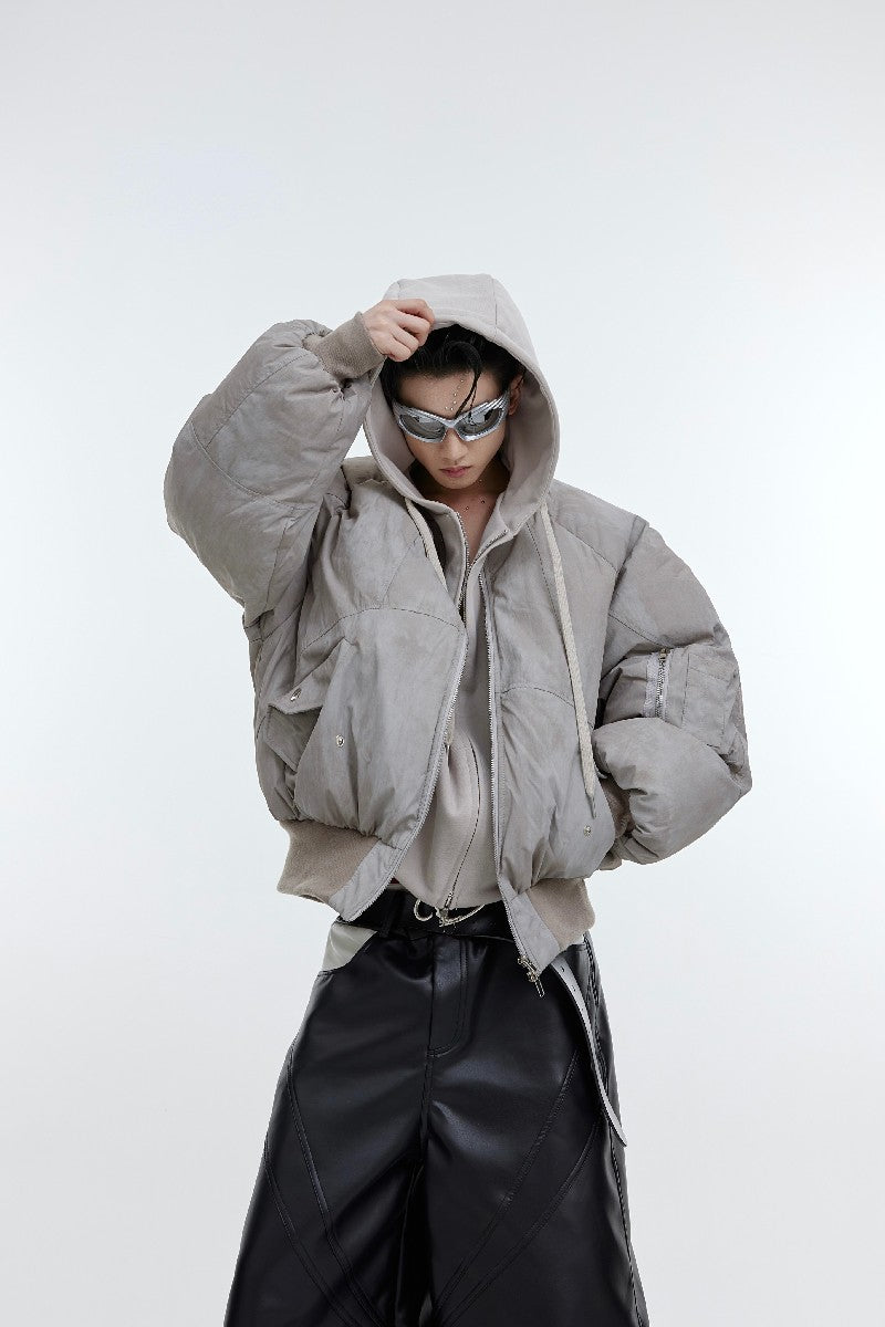 Two-Piece Stitched Hoodie Bomber - chiclara