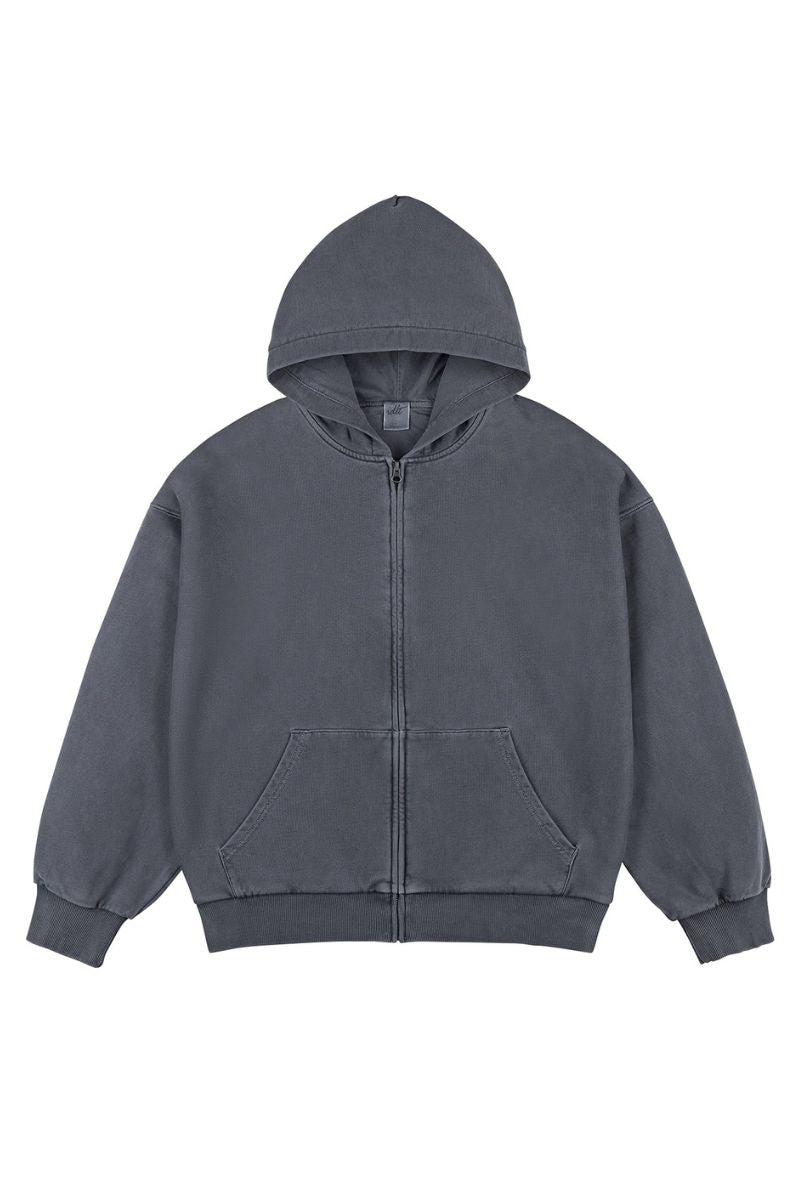 Vintage Faded Zip-Up Hoodie - chiclara